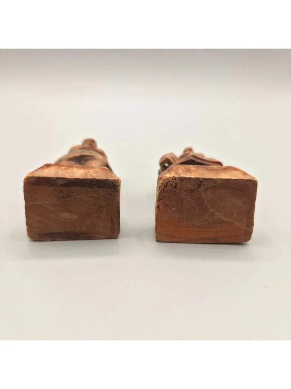 Vintage European Hand-Carved Wooden Figurines Old Couple Tyrolean Folk Art